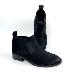 Eileen Fisher Mood Booties 6.5 Black Nubuck Leather Capsule Wardrobe Shoes